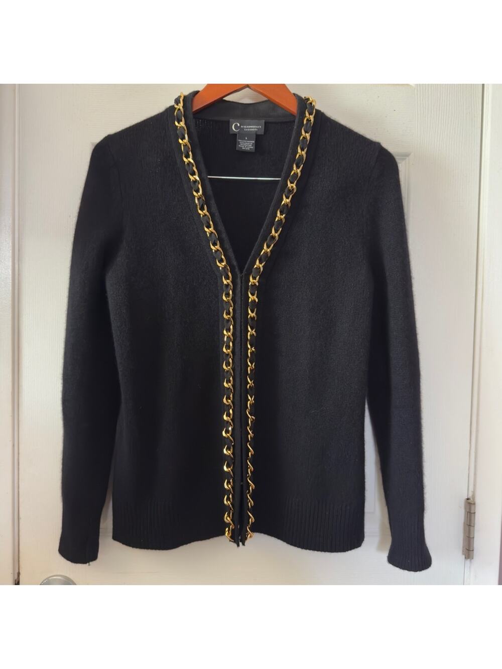 Bloomingdale’s 100% Cashmere Sweater – Chain-Trimmed L Large